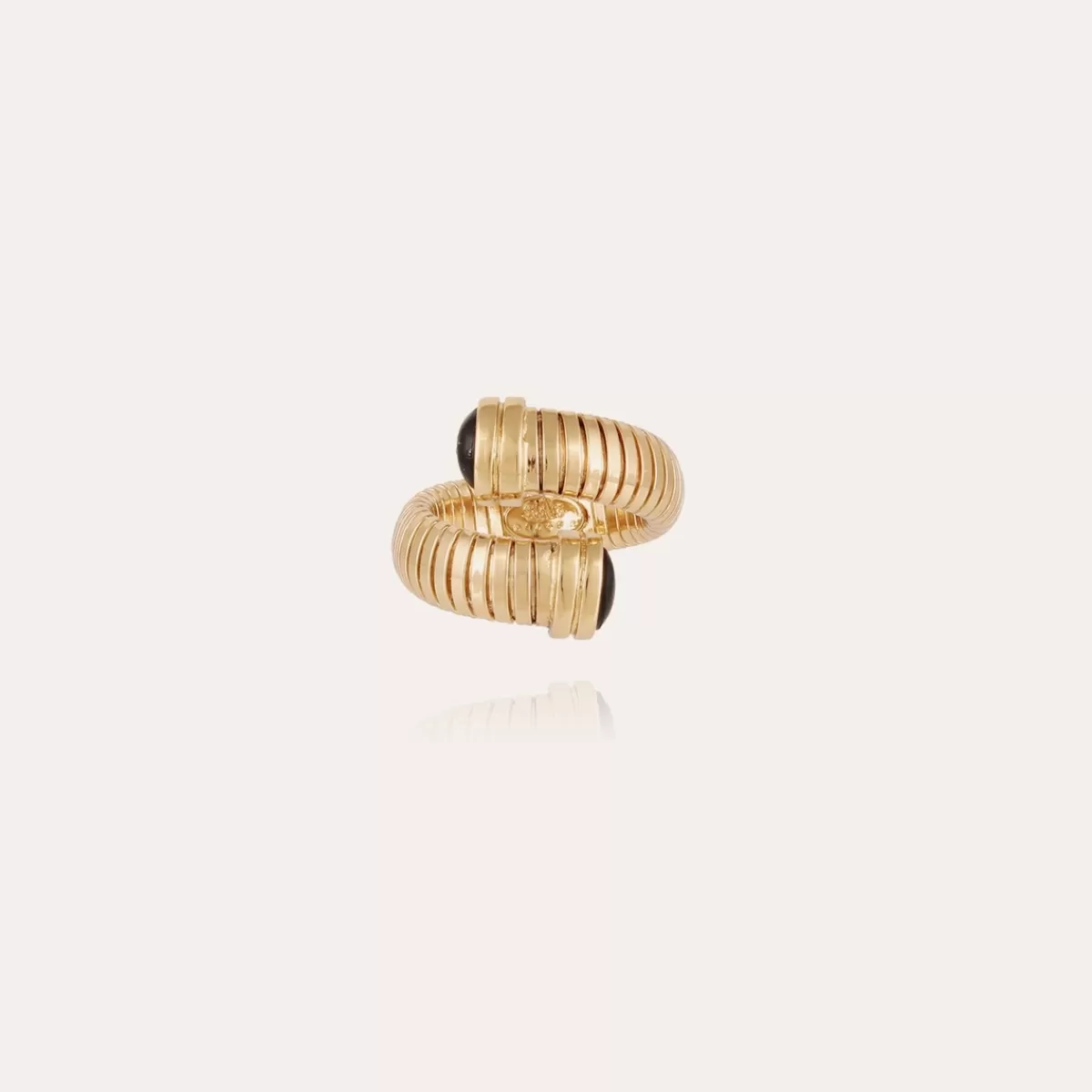 Gas Bijoux Bague Antigone dorée - Basalte noir Clearance