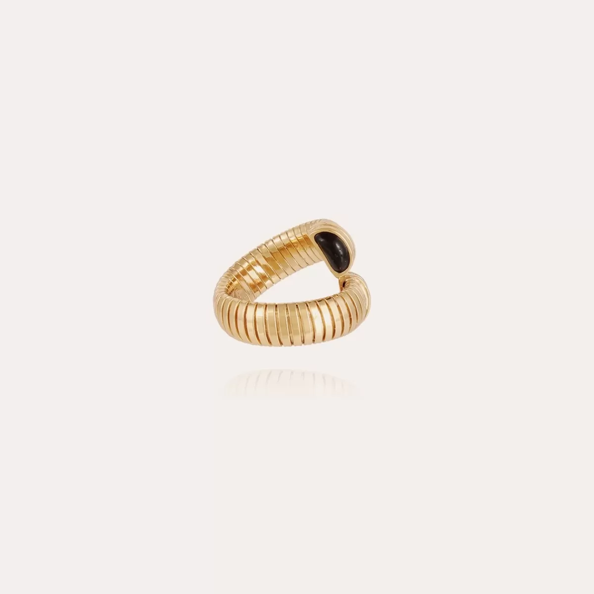 Gas Bijoux Bague Antigone dorée - Basalte noir Clearance