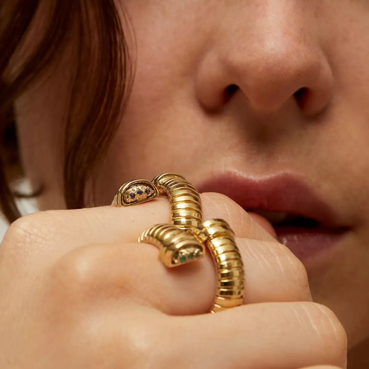 Gas Bijoux Bague Antigone dorée - Émeraude - Capsule Les Précieux Pierre précieuse Émeraude Flash Sale