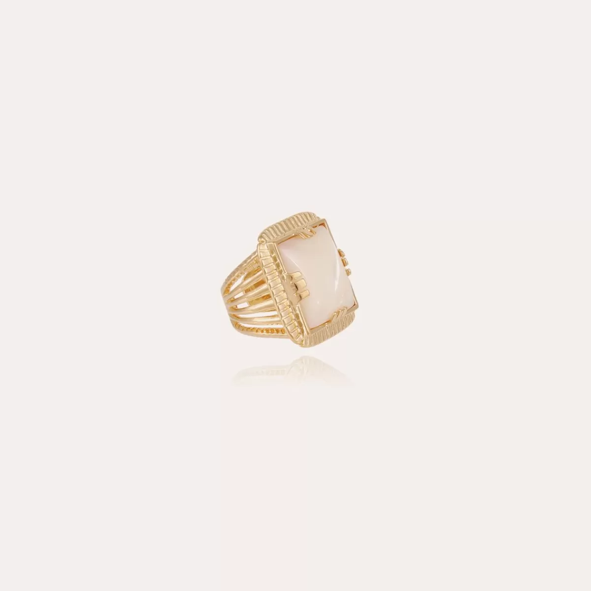 Gas Bijoux Bague Arty Chevalière dorée - Nacre blanche Online