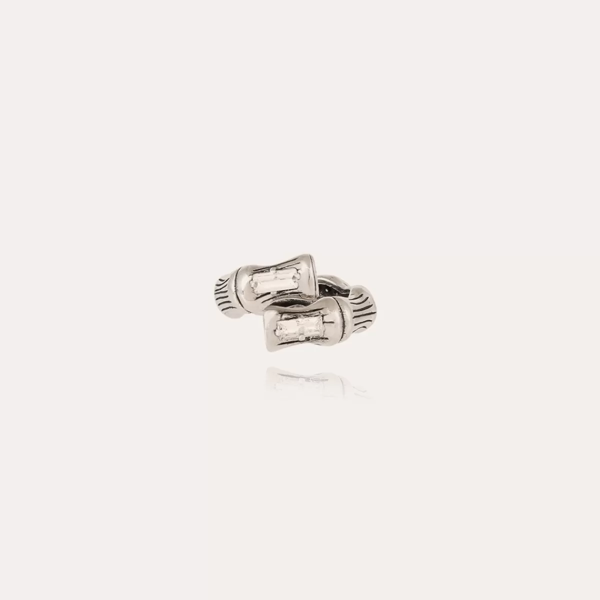 Gas Bijoux Bague Bambou Liane strass argentée Cristal Shop