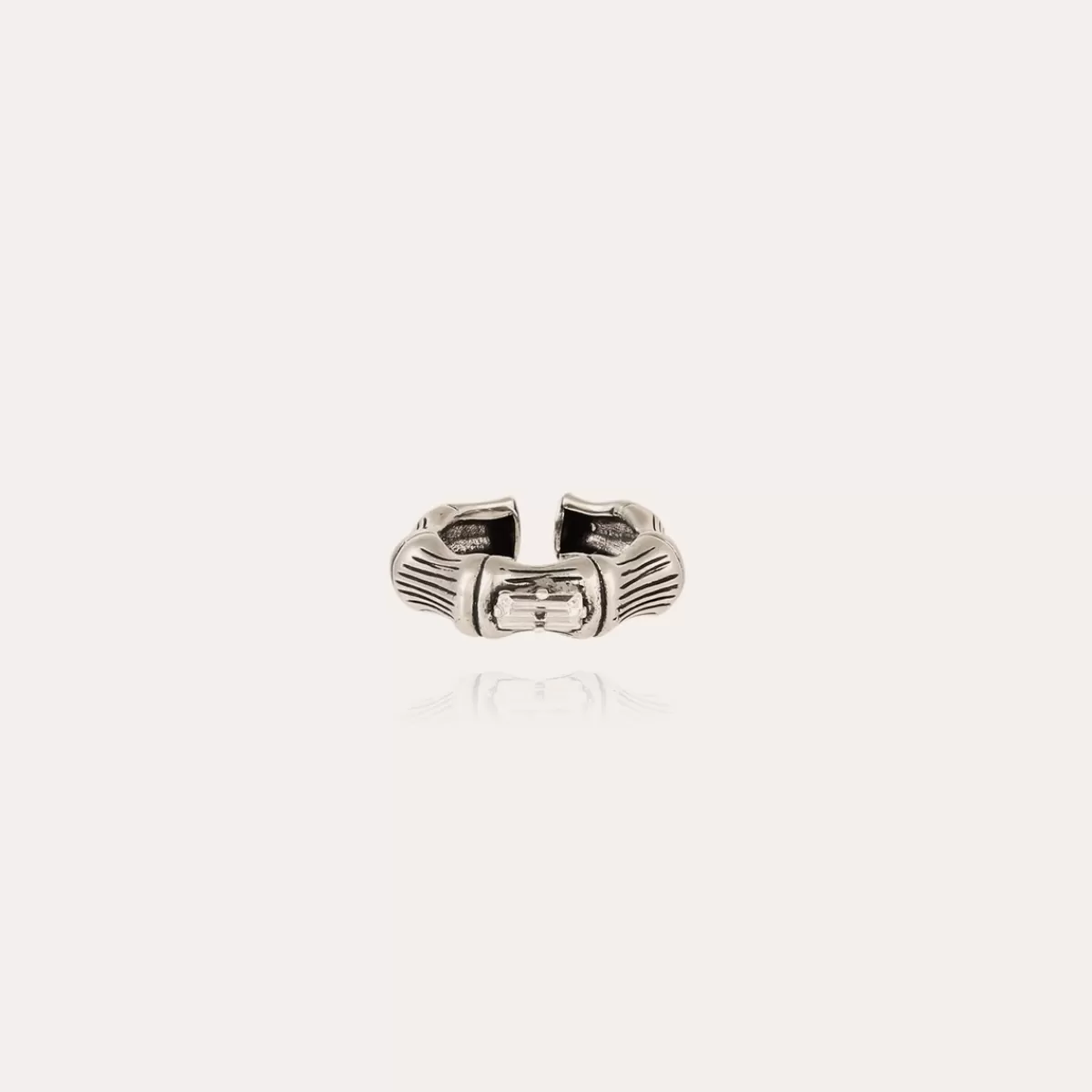 Gas Bijoux Bague Bambou strass argentée Cristal Fashion