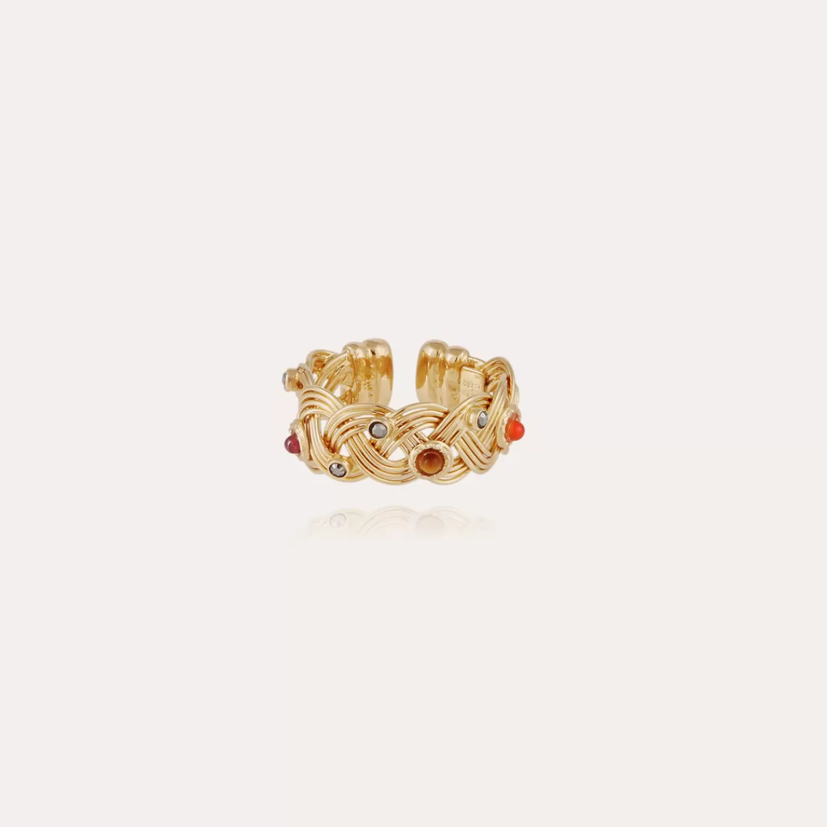 Gas Bijoux Bague Césaria jonc cabochons dorée Hot
