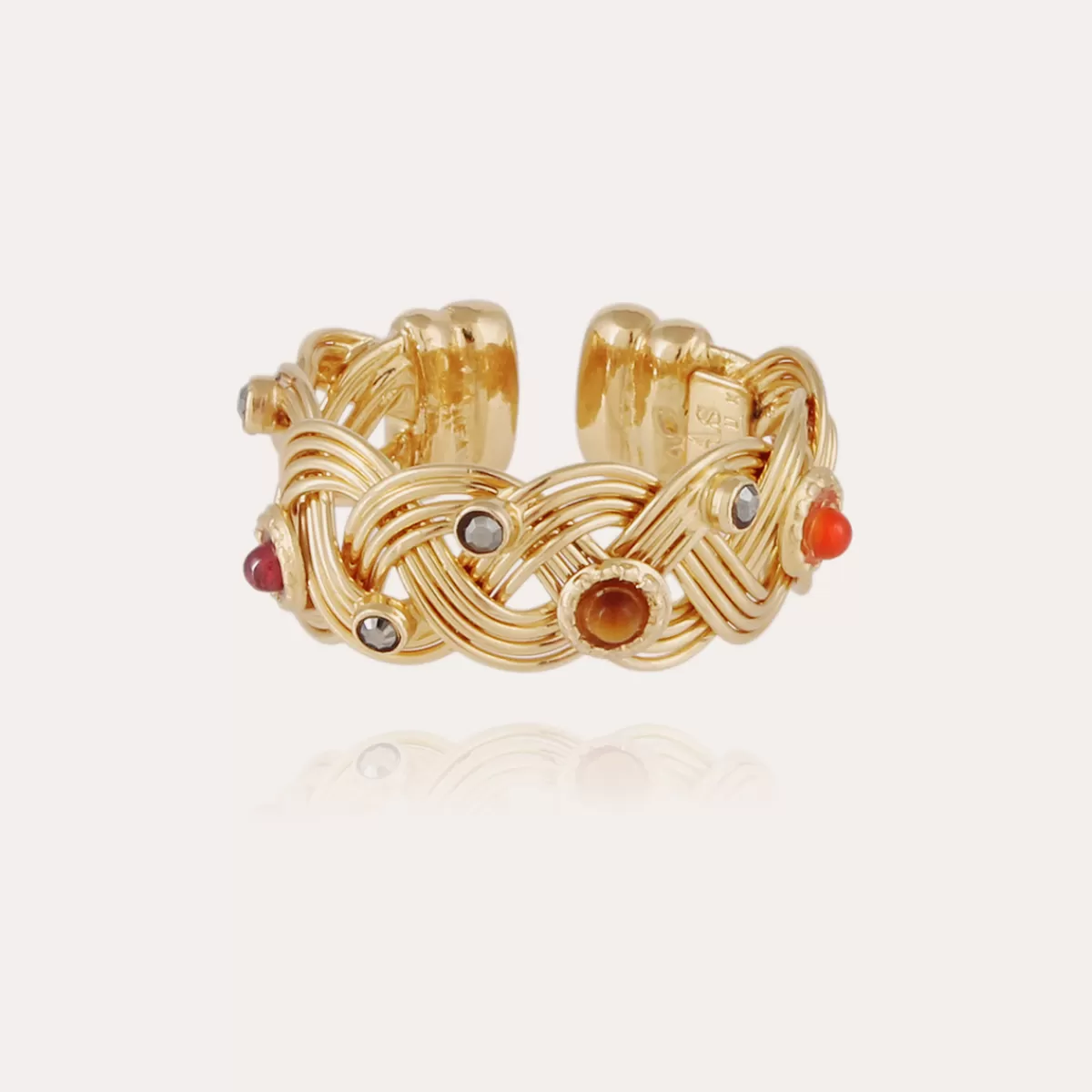 Gas Bijoux Bague Césaria jonc cabochons dorée Hot