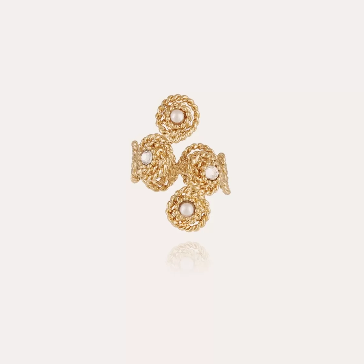 Gas Bijoux Bague Mistral Liane dorée - Nacre blanche & strass Online