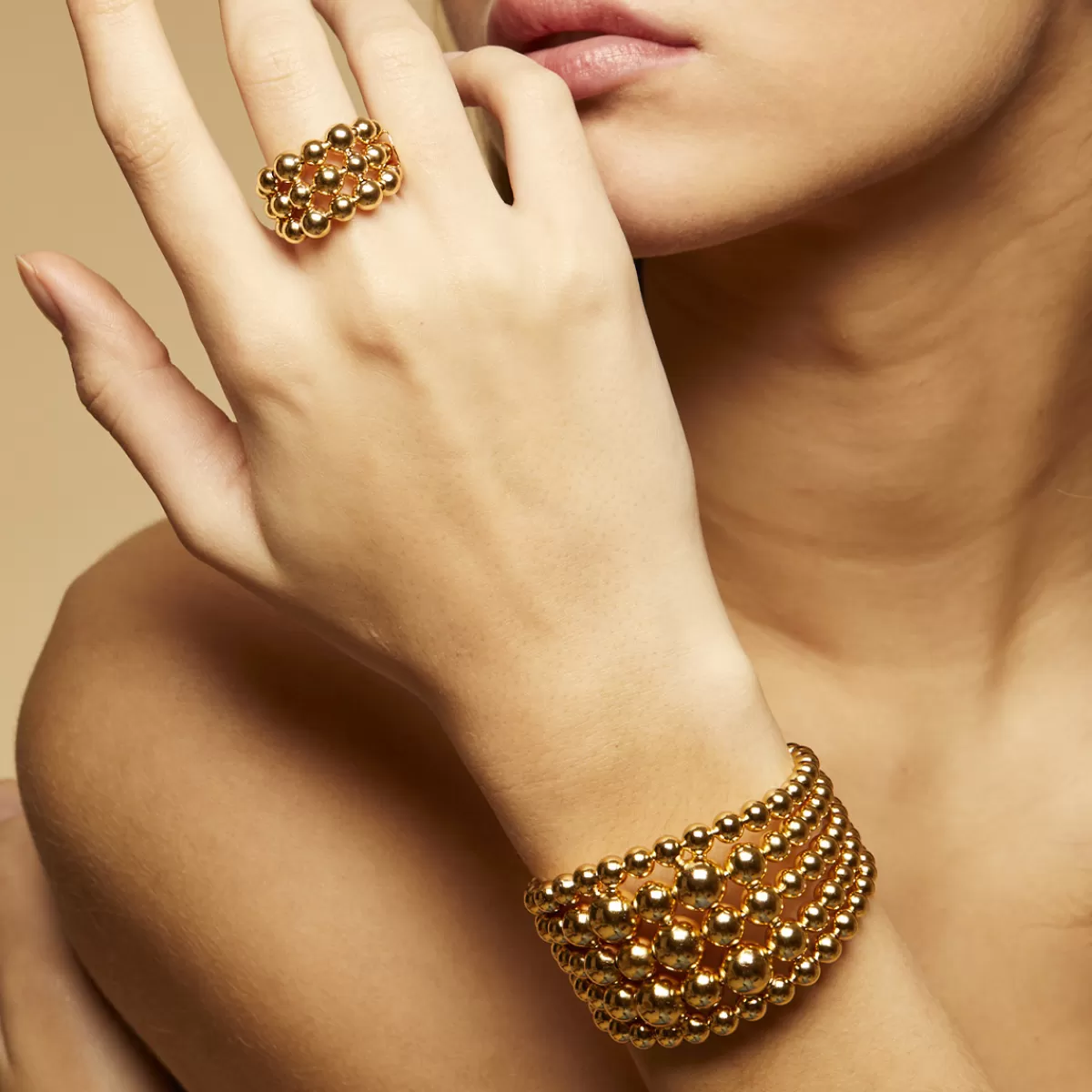 Gas Bijoux Bague Multiperla dorée Online