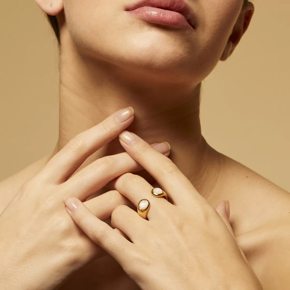 Gas Bijoux Bague Saint Germain dorée - Nacre blanche Best Sale