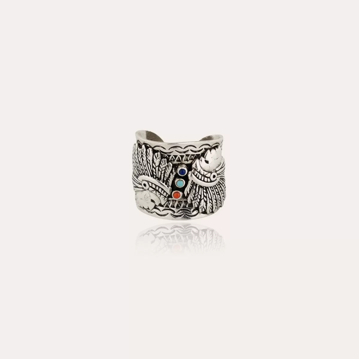 Gas Bijoux Bague Santa Fé cabochons argentée Store