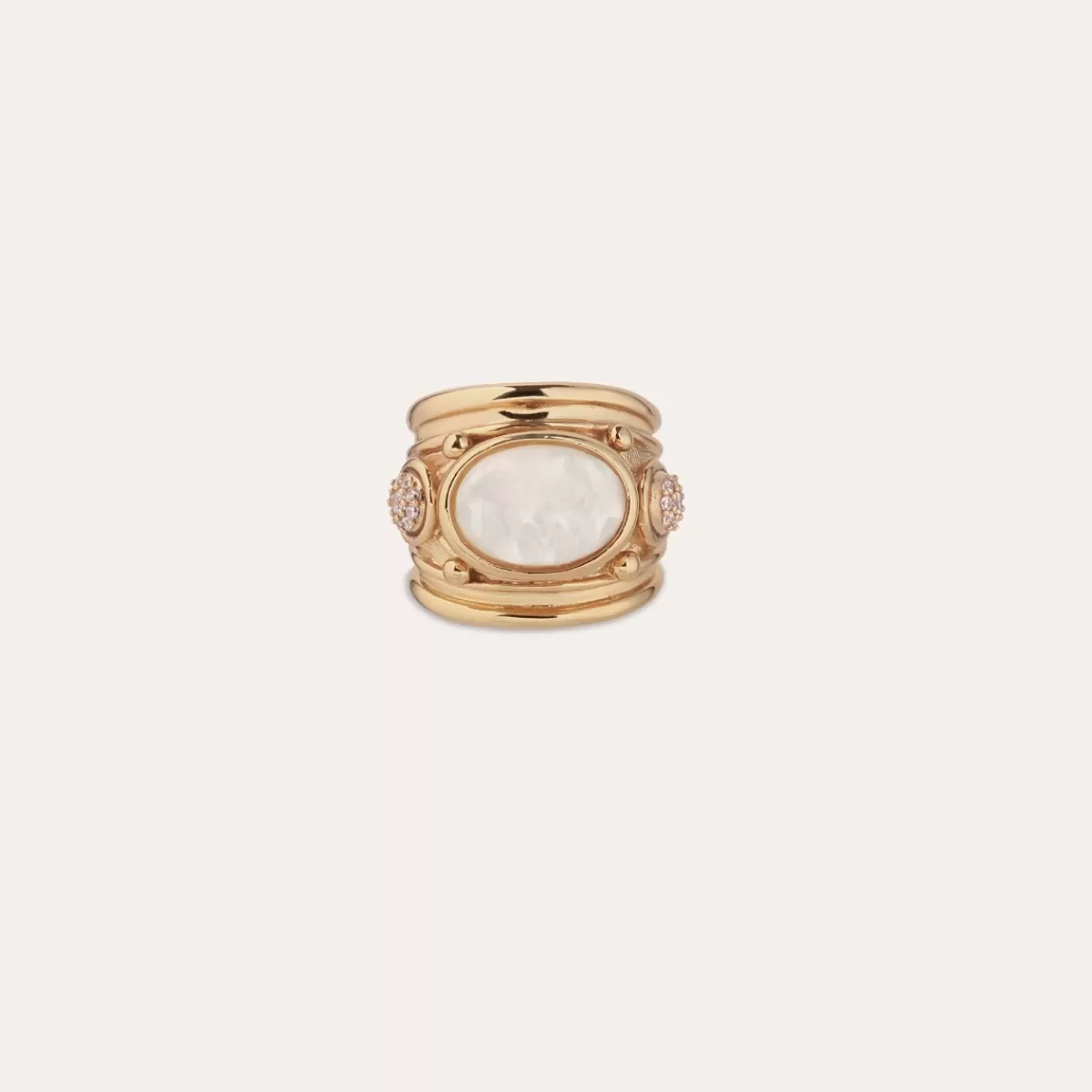Gas Bijoux Bague Simone - Strass & Nacre blanche Cheap