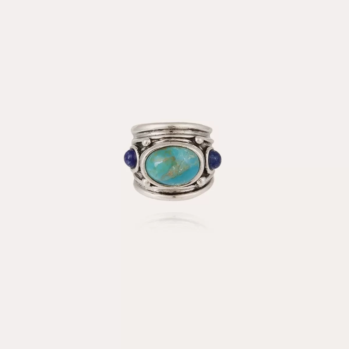 Gas Bijoux Bague Simone argentée - & Lapis Turquoise Best