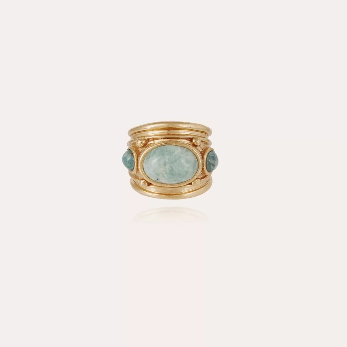 Gas Bijoux Bague Simone dorée - Amazonite & Apatite bleue Nacre blanche Shop
