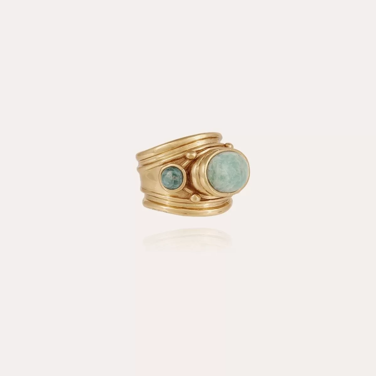 Gas Bijoux Bague Simone dorée - Amazonite & Apatite bleue Nacre blanche Shop