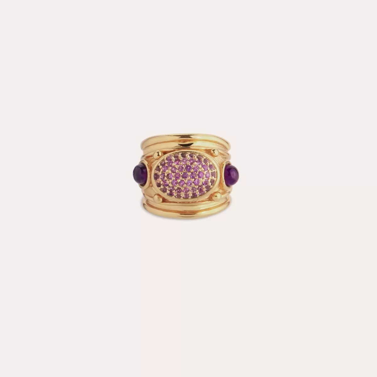 Gas Bijoux Bague Simone dorée - - Capsule les Précieux Améthyste Shop