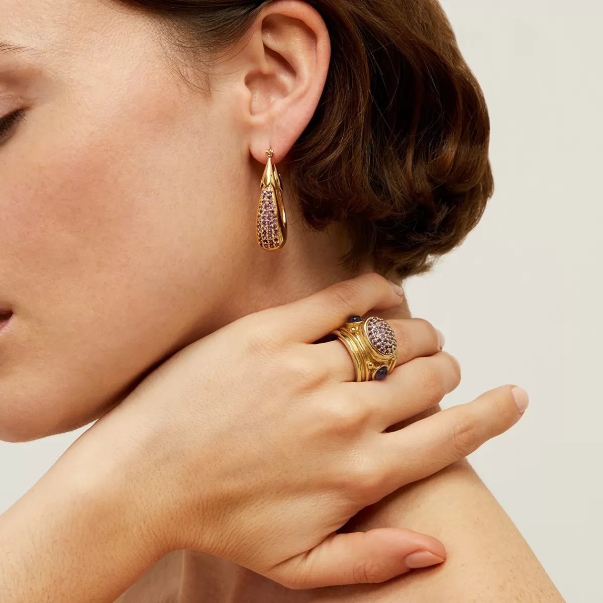 Gas Bijoux Bague Simone dorée - - Capsule les Précieux Améthyste Shop
