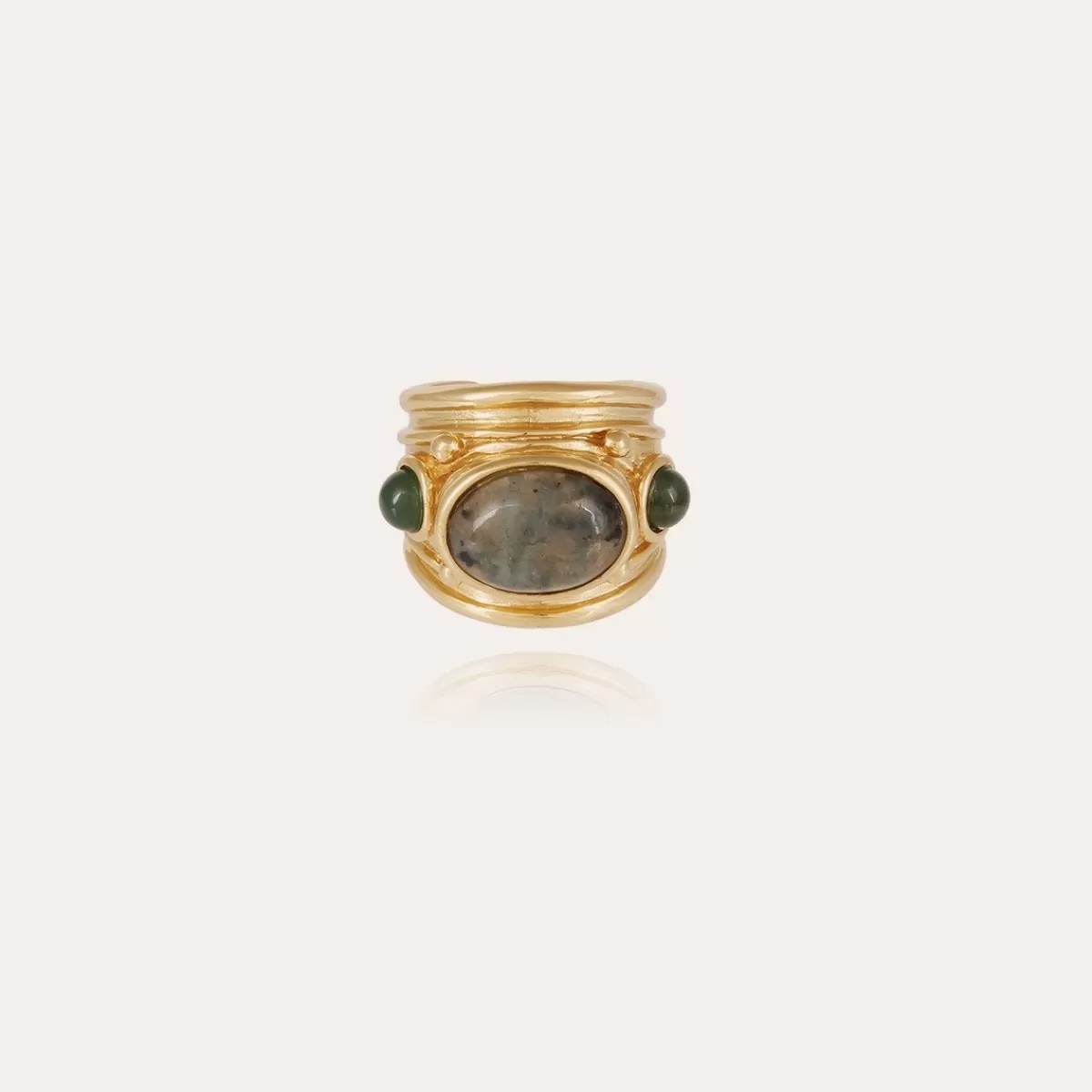 Gas Bijoux Bague Simone dorée - Labradorite & Serpentine Nacre blanche Shop
