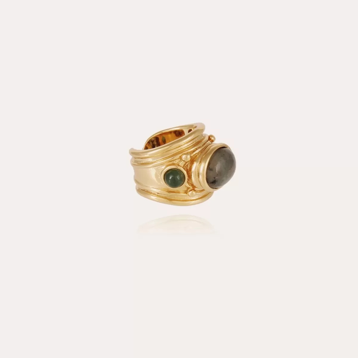 Gas Bijoux Bague Simone dorée - Labradorite & Serpentine Nacre blanche Shop