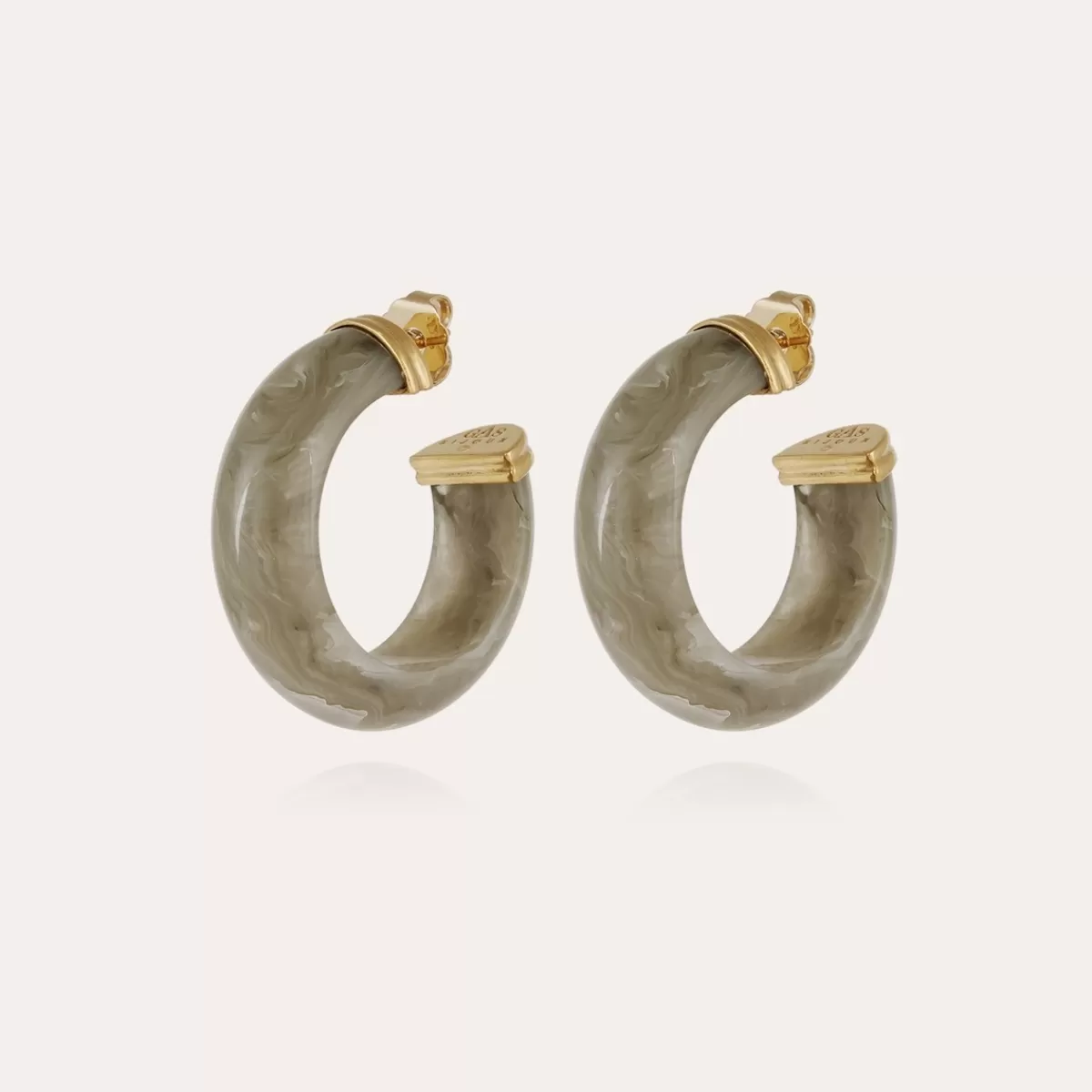 Gas Bijoux Boucles d'oreilles Abalone acétate dorées - Gris Clearance