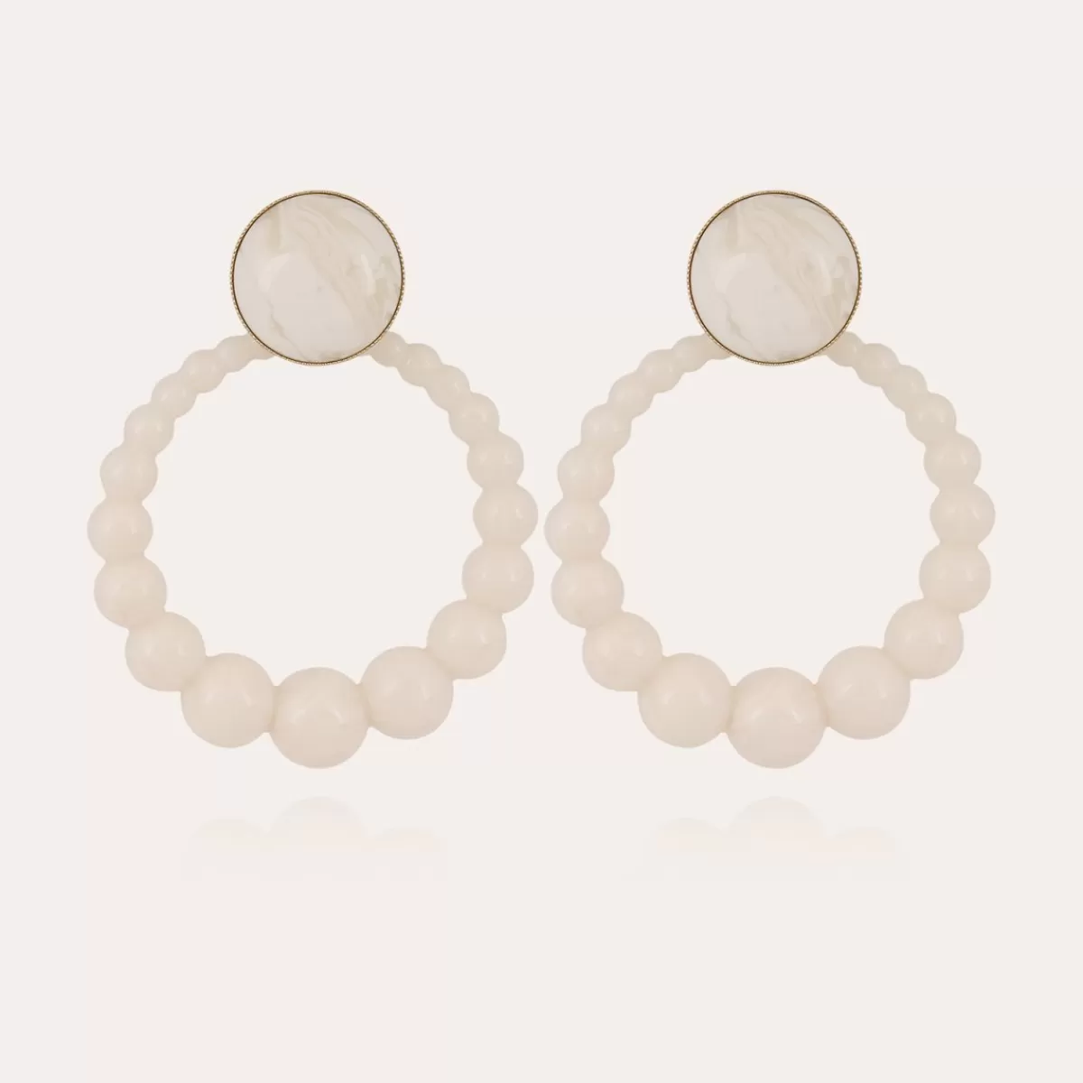 Gas Bijoux Boucles d'oreilles Andy grand modèle acétate dorées - Blanc Sale