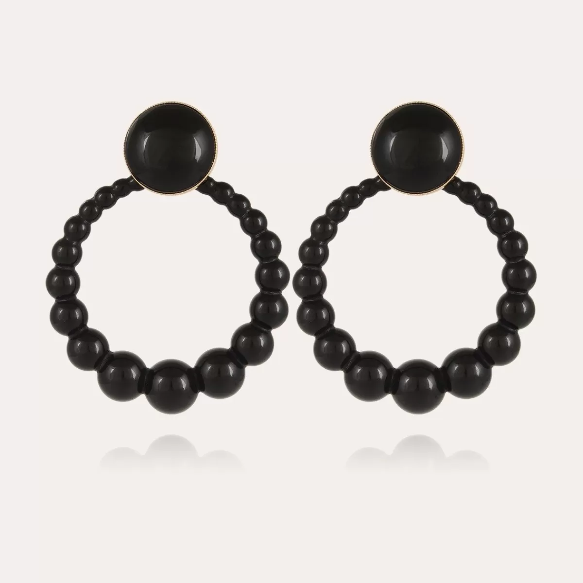 Gas Bijoux Boucles d'oreilles Andy grand modèle acétate dorées - Noir Sale