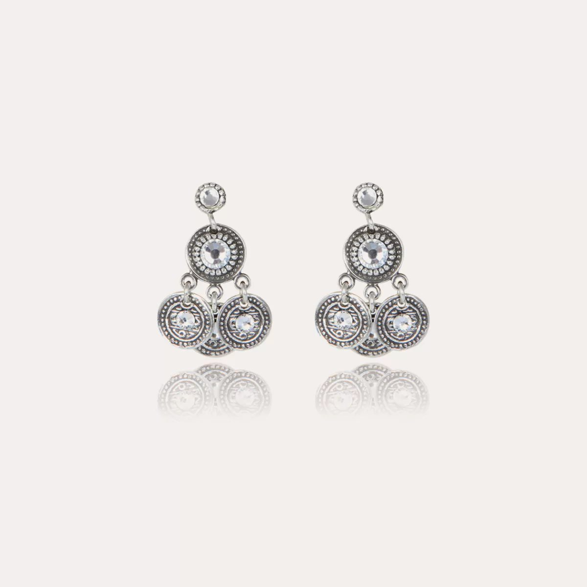 Gas Bijoux Boucles d'oreilles Arlequin argentées Cristal Outlet