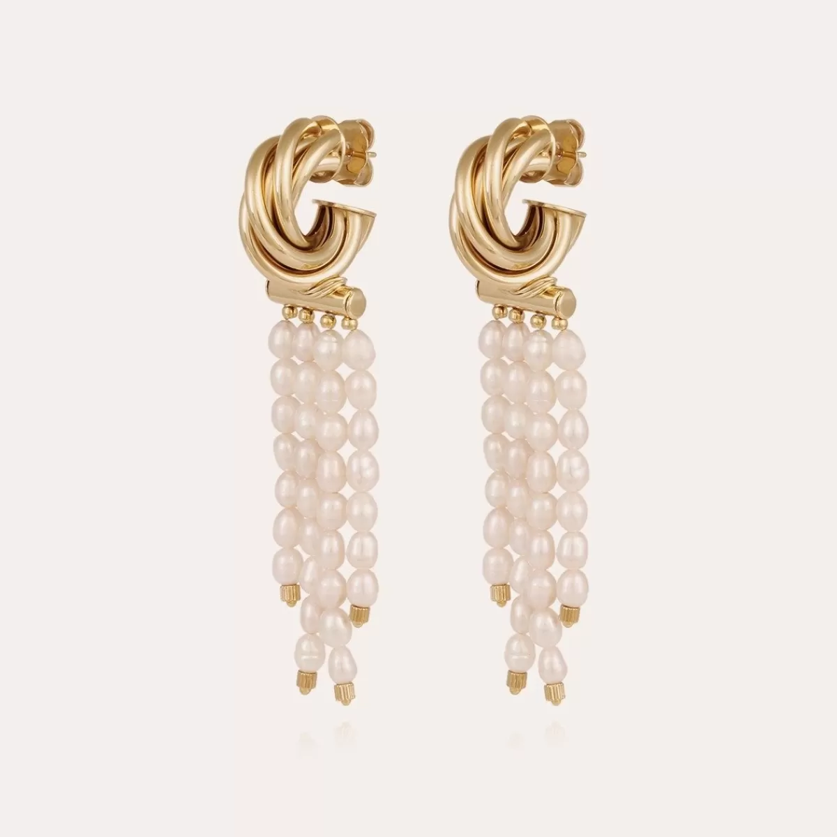 Gas Bijoux Boucles d'oreilles Atik Riviera mini dorées - Perles de culture Nacre blanche Cheap