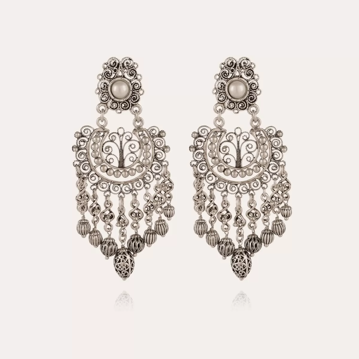 Gas Bijoux Boucles d'oreilles Chana argentées Nacre blanche Fashion