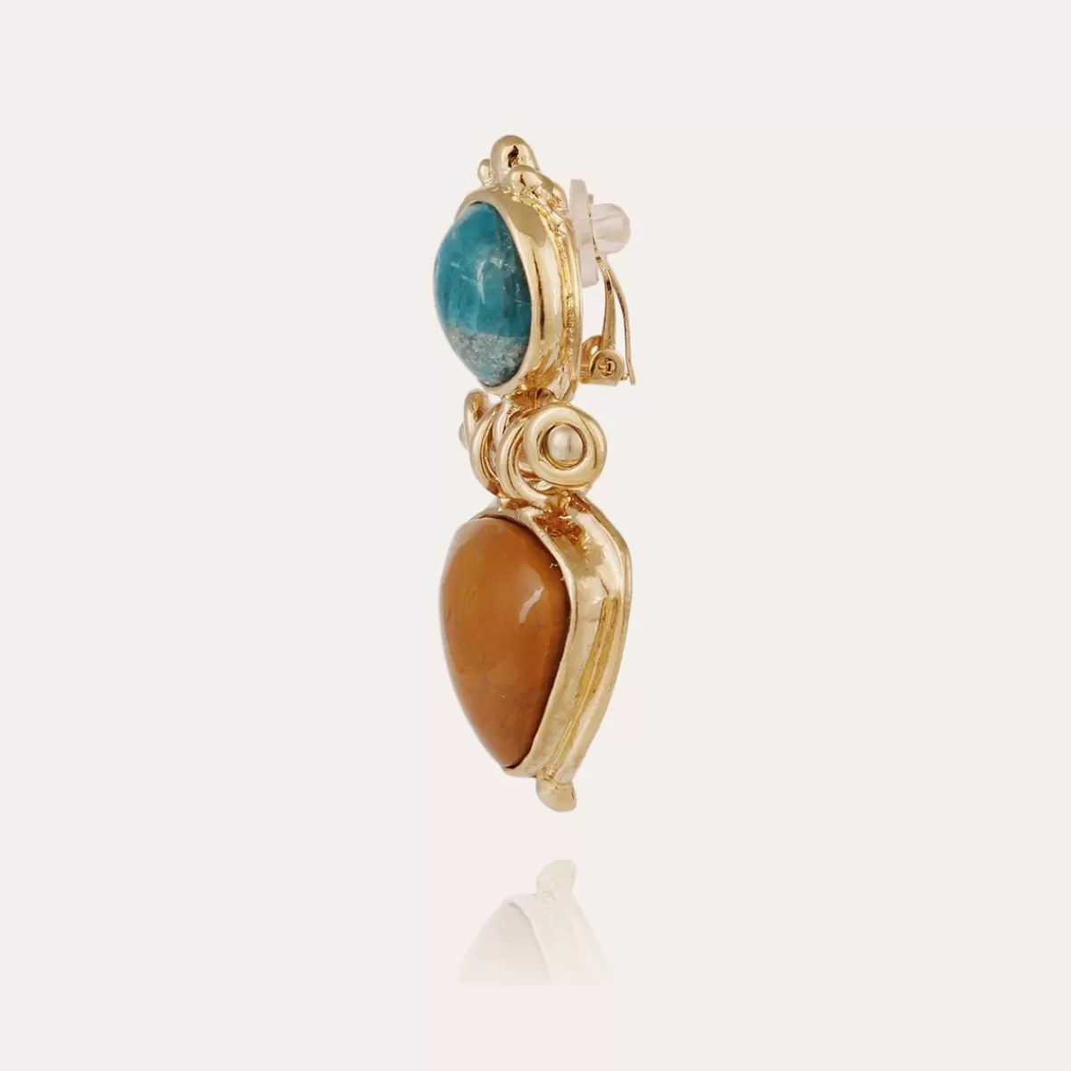 Gas Bijoux Boucles d'oreilles Colorado dorés - Apatite bleue Nacre blanche Cheap