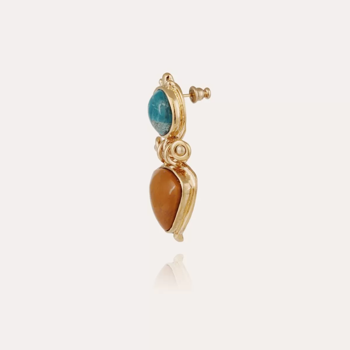 Gas Bijoux Boucles d'oreilles Colorado dorés - Apatite bleue Nacre blanche Cheap
