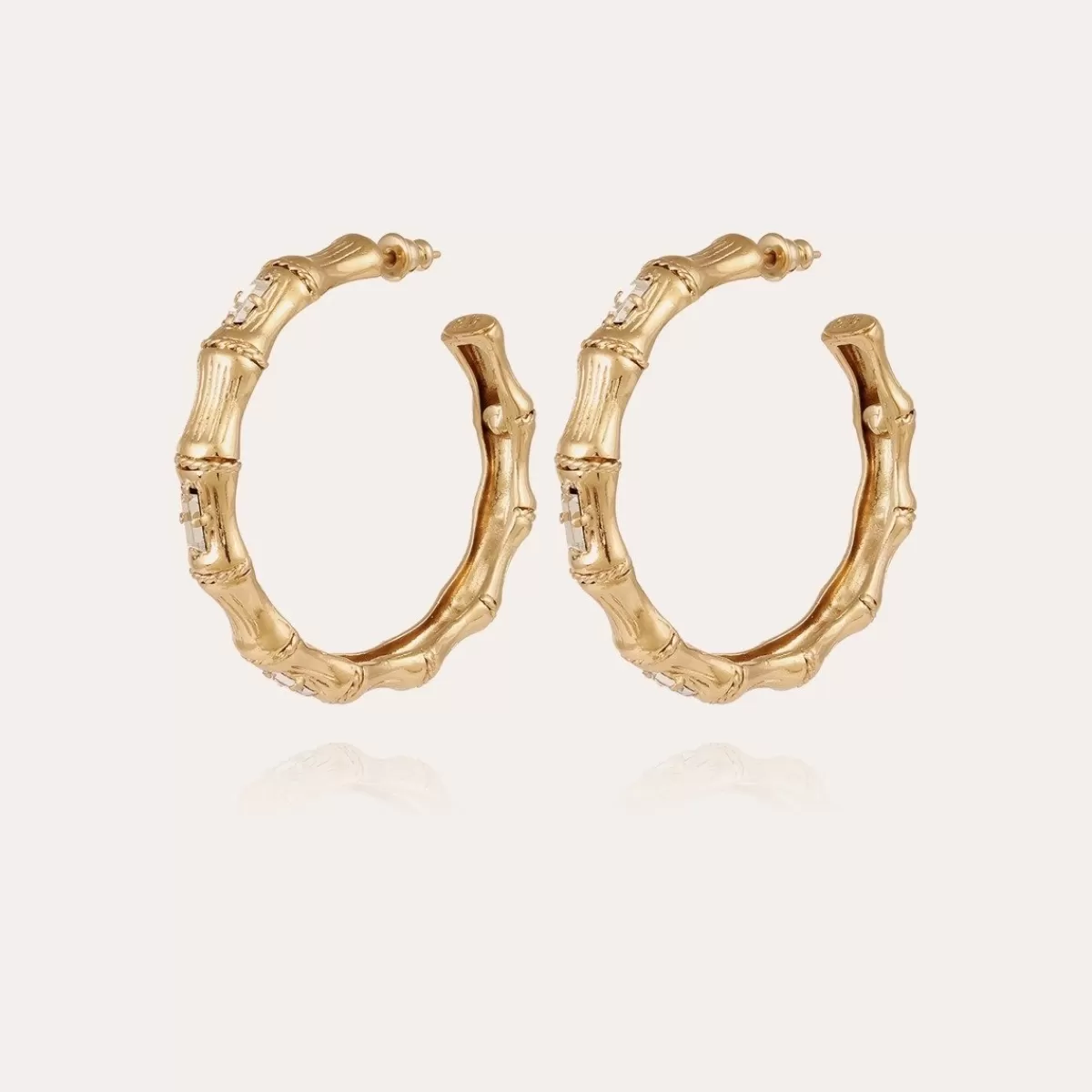 Gas Bijoux Boucles d'oreilles créoles Bambou strass dorées Cristal Best Sale