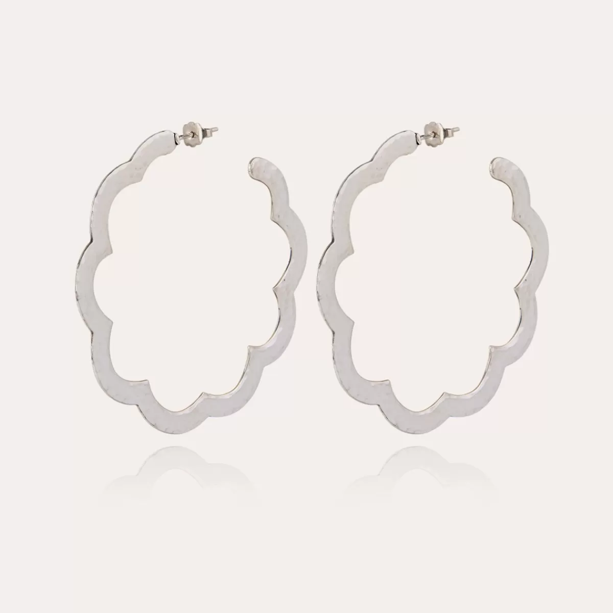 Gas Bijoux Boucles d'oreilles créoles Bolduc Flore grand modèle argentées Discount