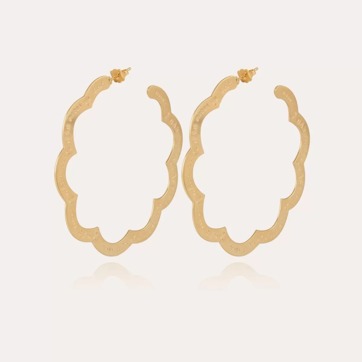 Gas Bijoux Boucles d'oreilles créoles Bolduc Flore gravées grand modèle dorées Store