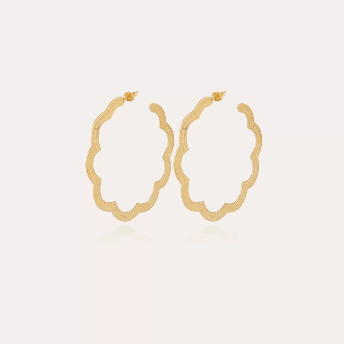 Gas Bijoux Boucles d'oreilles créoles Bolduc Flore gravées petit modèle dorées New