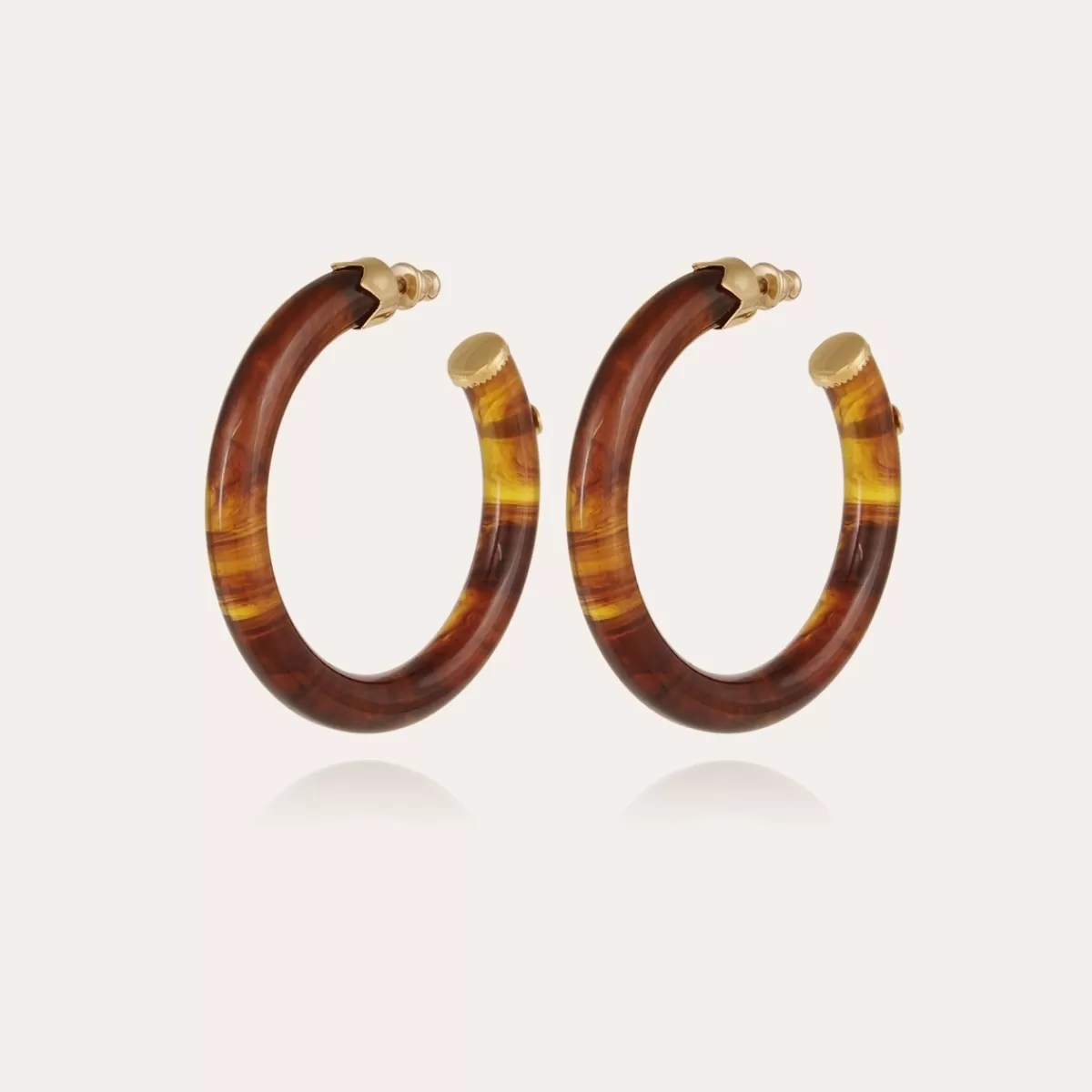 Gas Bijoux Boucles d'oreilles créoles Caftan acétate dorées - Marron Gris Online