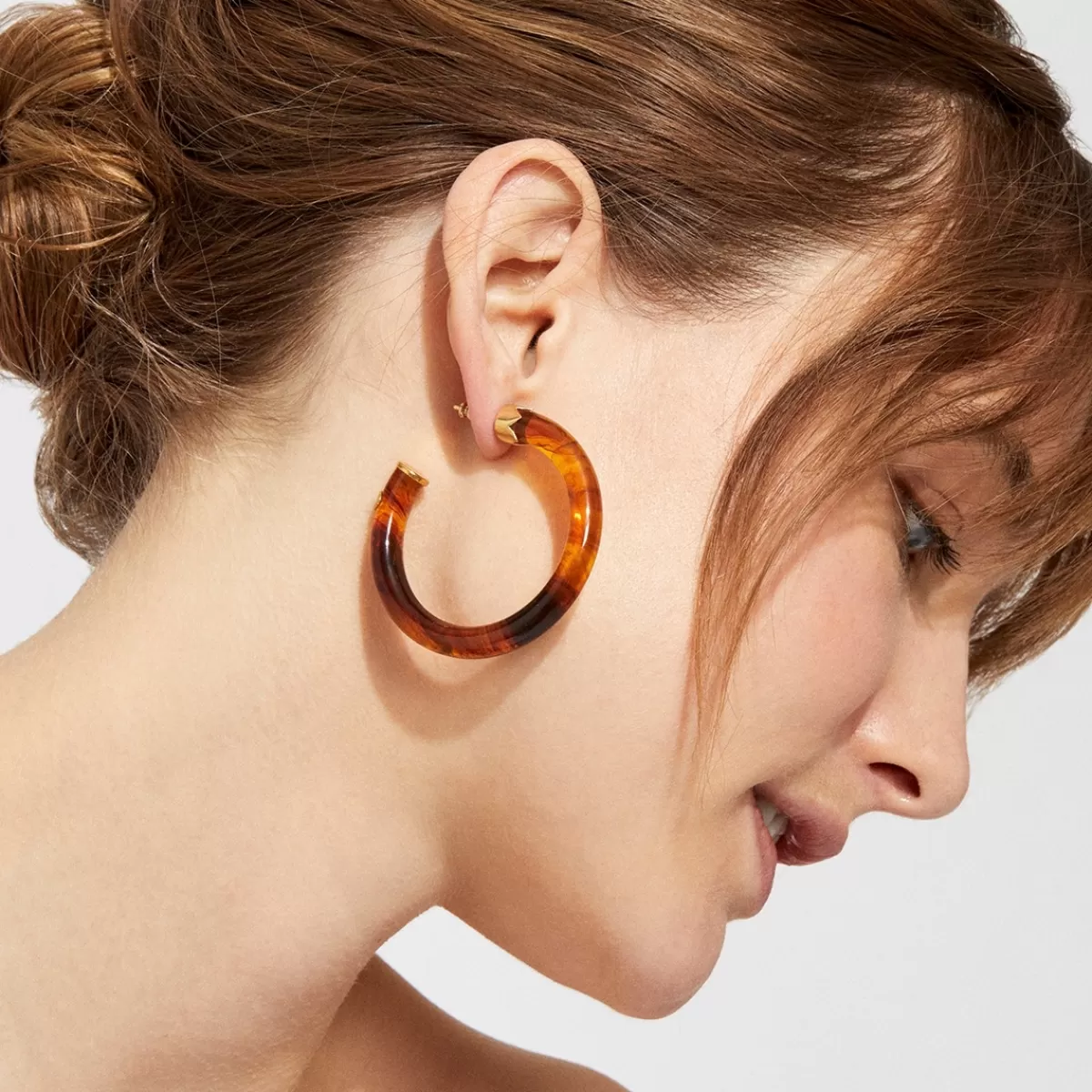 Gas Bijoux Boucles d'oreilles créoles Caftan acétate dorées - Marron Gris Online