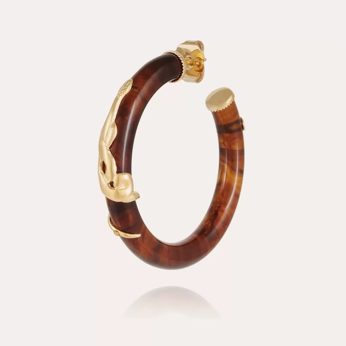 Gas Bijoux Boucles d'oreilles créoles Cobra petit modèle dorées - Marron Écaille New