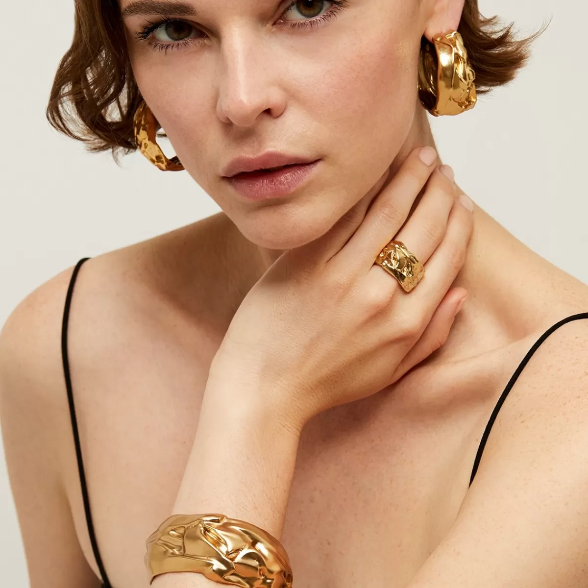 Gas Bijoux Boucles d'oreilles créoles Compression dorées Hot
