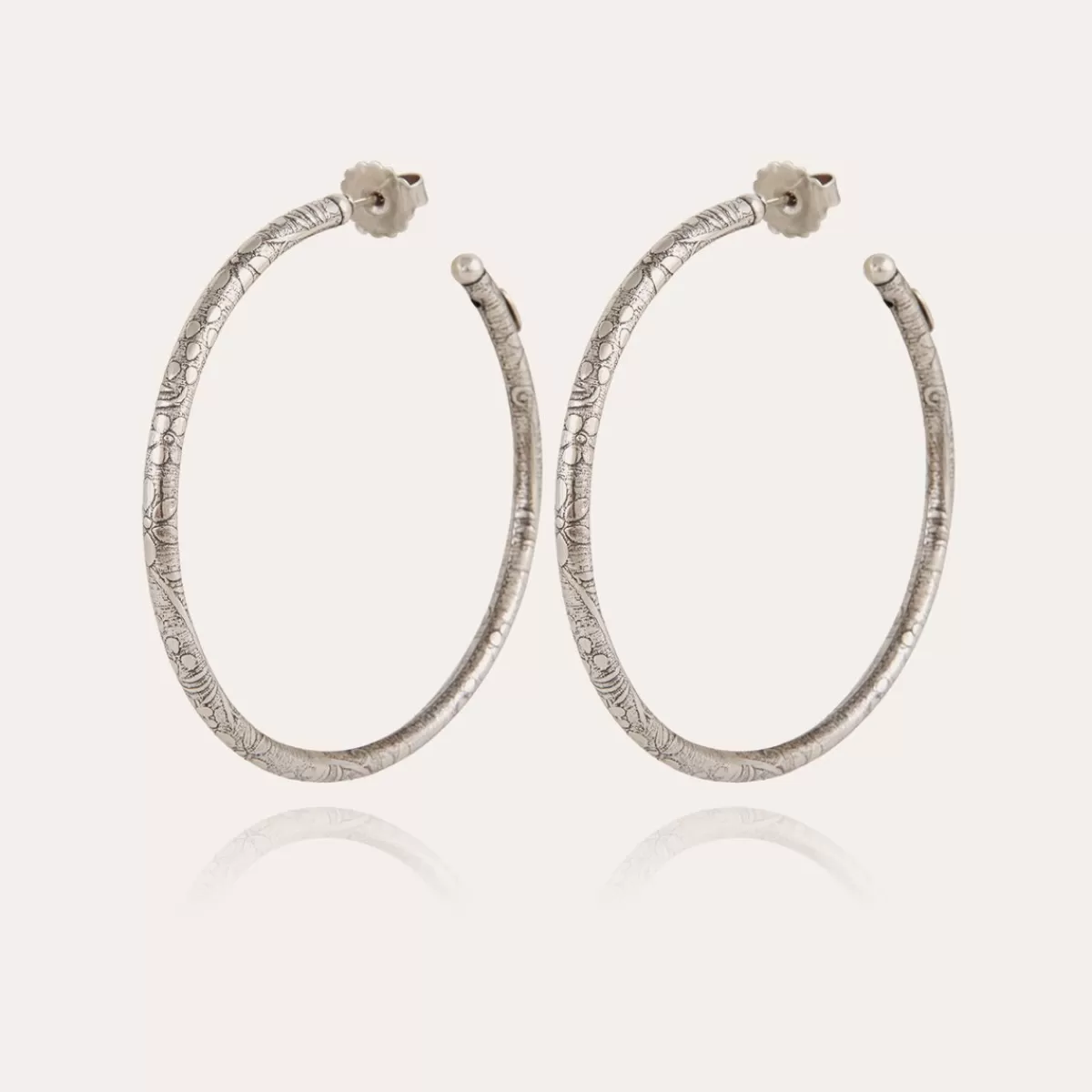 Gas Bijoux Boucles d'oreilles créoles Maori grand modèle argentées Fashion