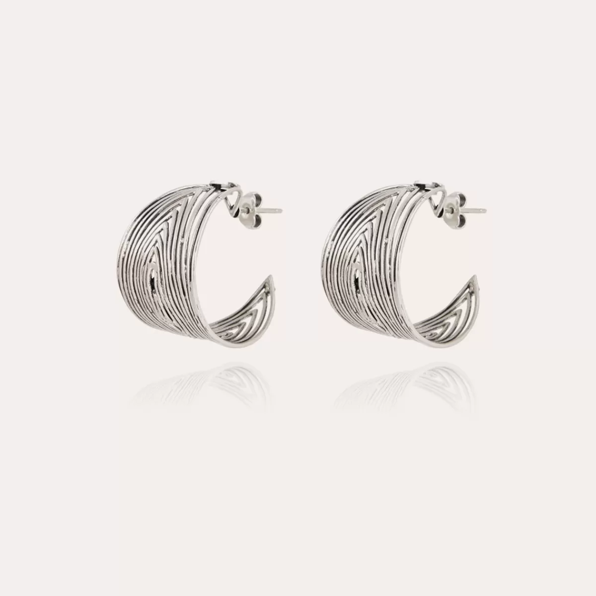Gas Bijoux Boucles d'oreilles créoles Wave argentées Hot