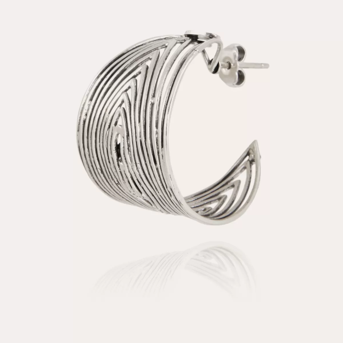 Gas Bijoux Boucles d'oreilles créoles Wave argentées Hot