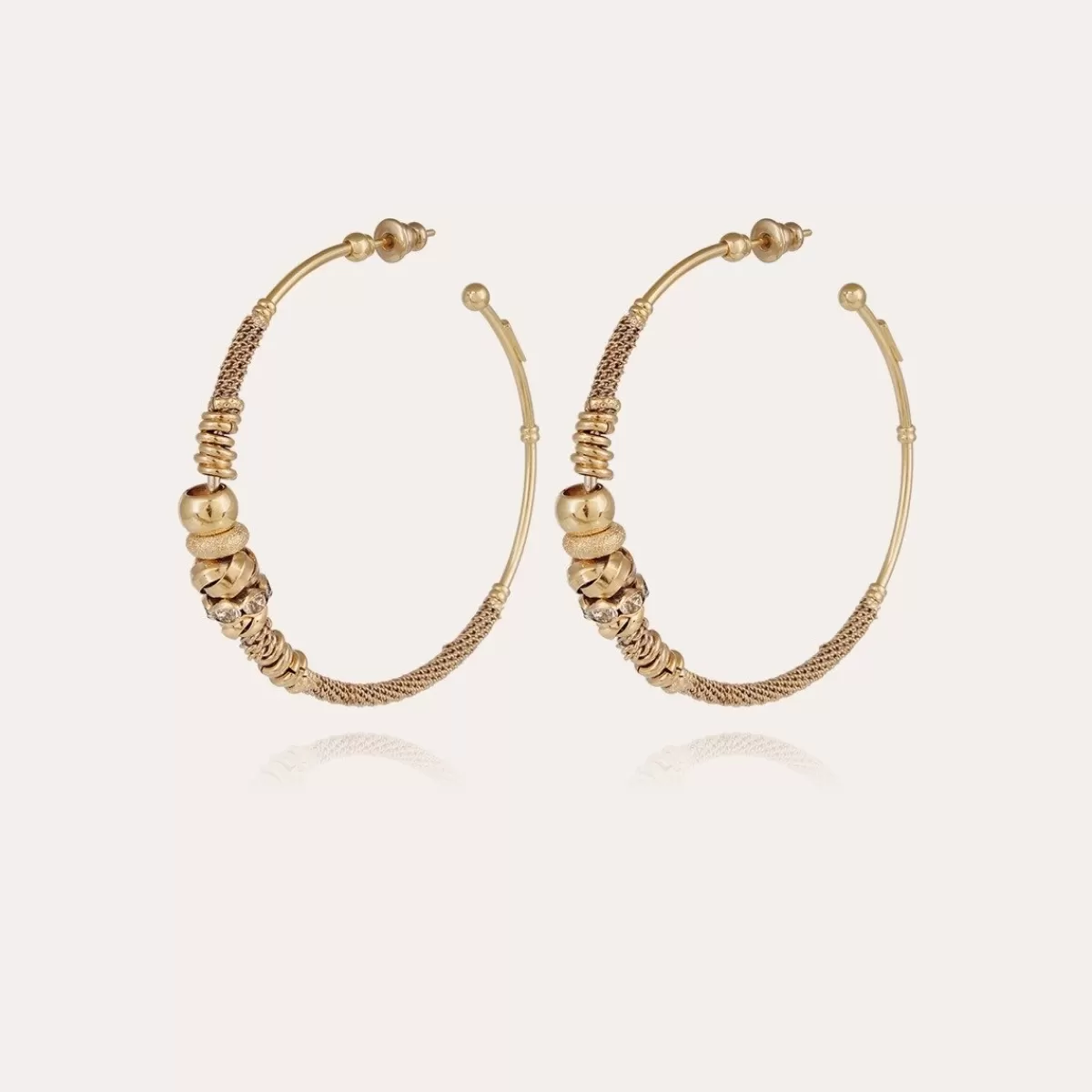 Gas Bijoux Boucles d'oreilles créoles Zizanie strass dorées Cristal Outlet