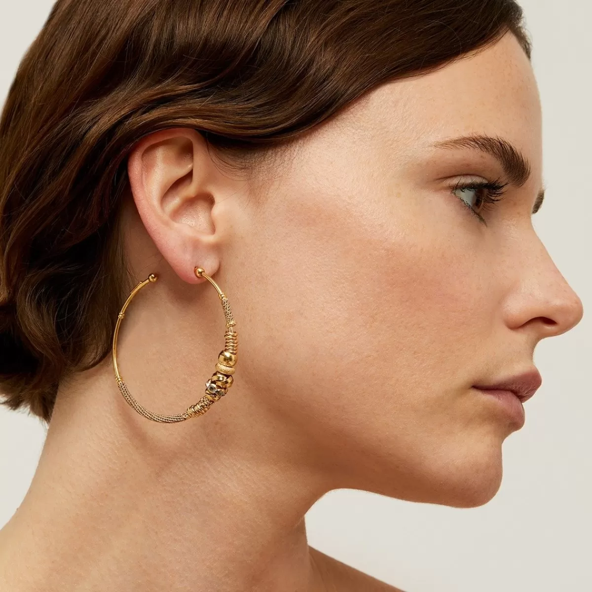 Gas Bijoux Boucles d'oreilles créoles Zizanie strass dorées Cristal Outlet