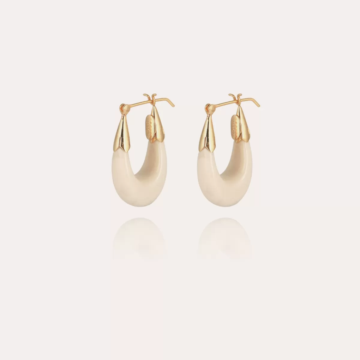 Gas Bijoux Boucles d'oreilles Écume petit modèle acétate dorées - Ivoire New
