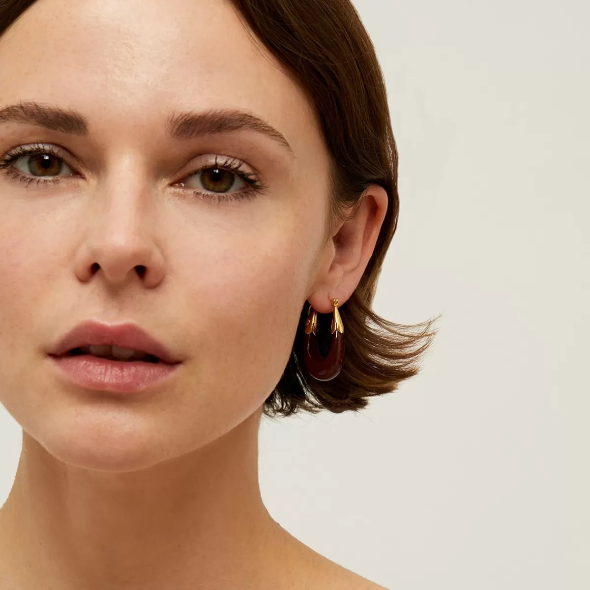 Gas Bijoux Boucles d'oreilles Écume petit modèle acétate dorées - Pourpre Store