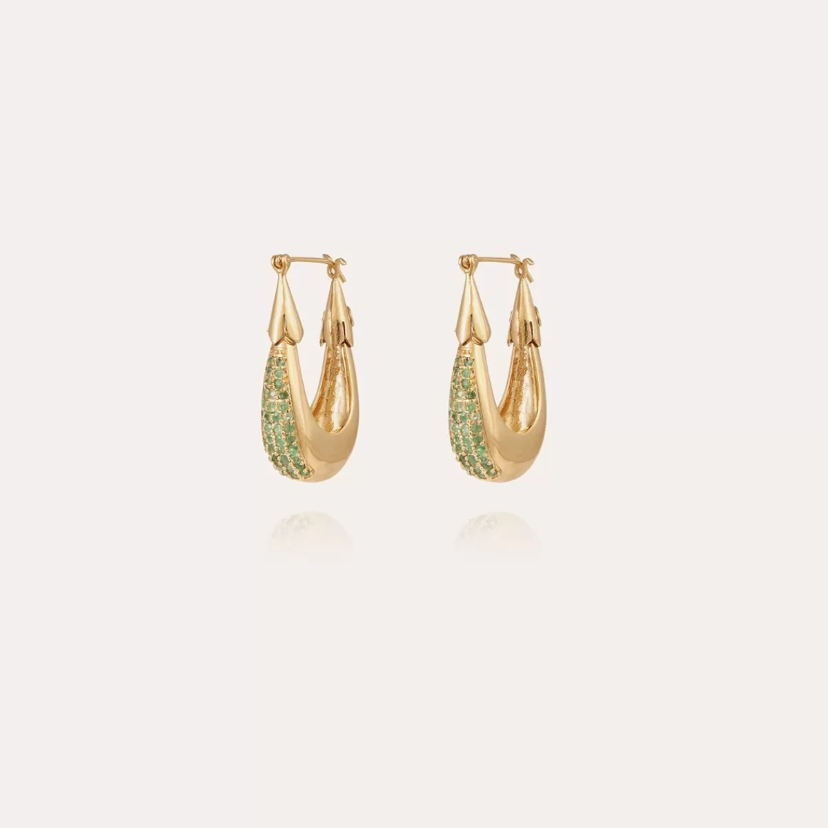 Gas Bijoux Boucles d'oreilles Écume petit modèle dorées - Émeraude - Capsule Les Précieux Pierre précieuse Émeraude Best