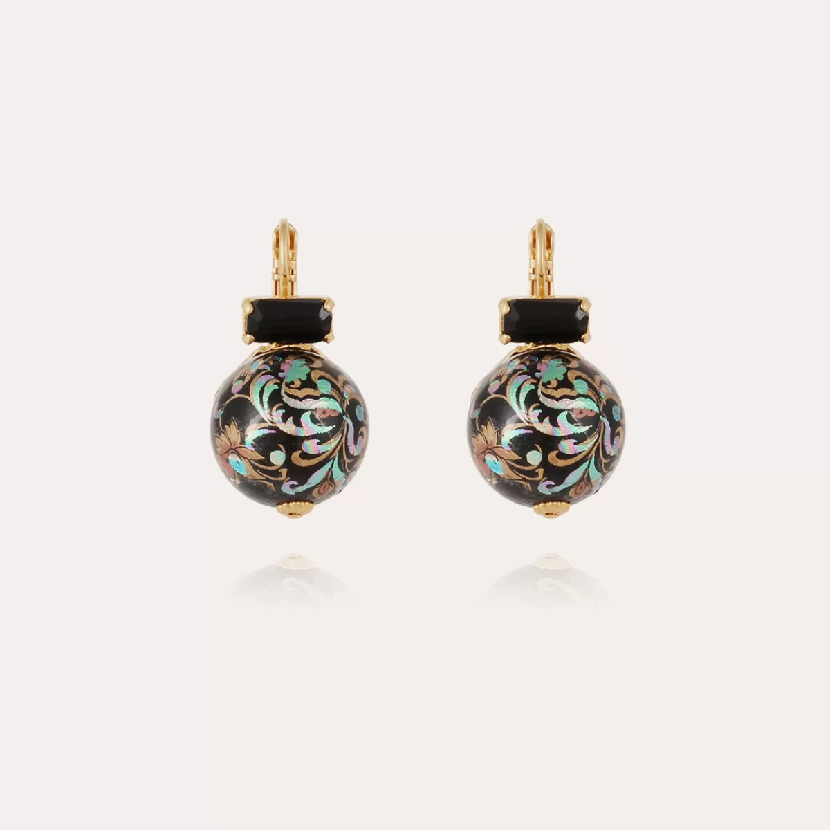 Gas Bijoux Boucles d'oreilles Décalco dorées Vert Clearance