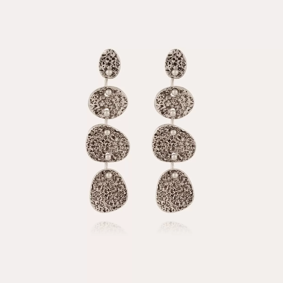 Gas Bijoux Boucles d'oreilles Eclipse 4 rangs argentées Clearance