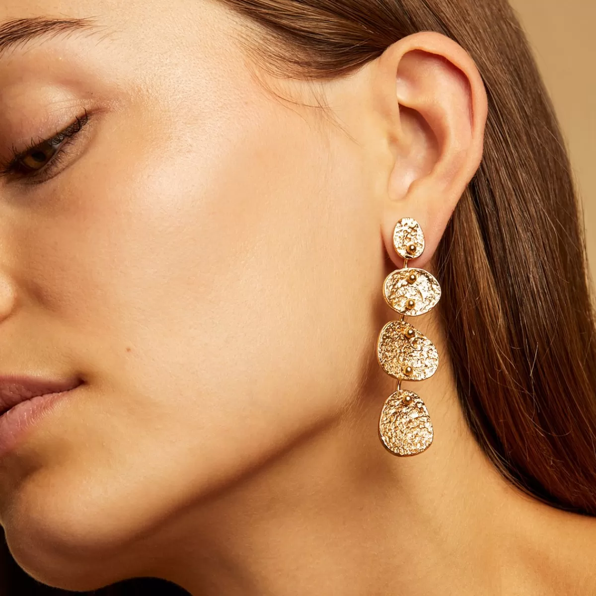 Gas Bijoux Boucles d'oreilles Eclipse 4 rangs dorées Outlet