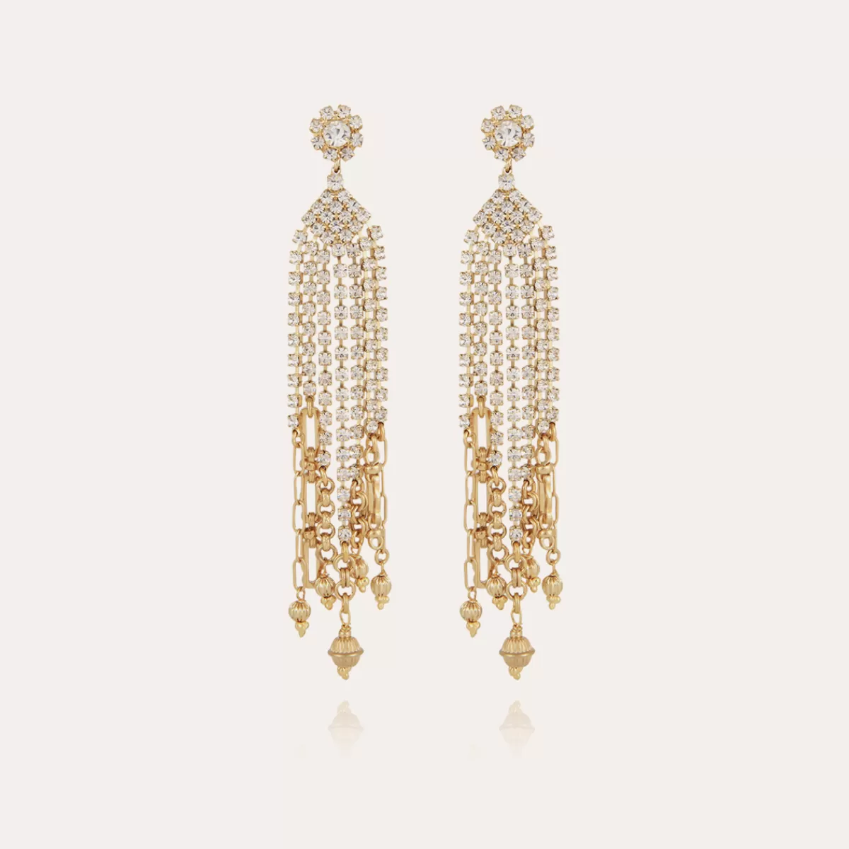 Gas Bijoux Boucles d'oreilles Grace strass dorées Cristal Best