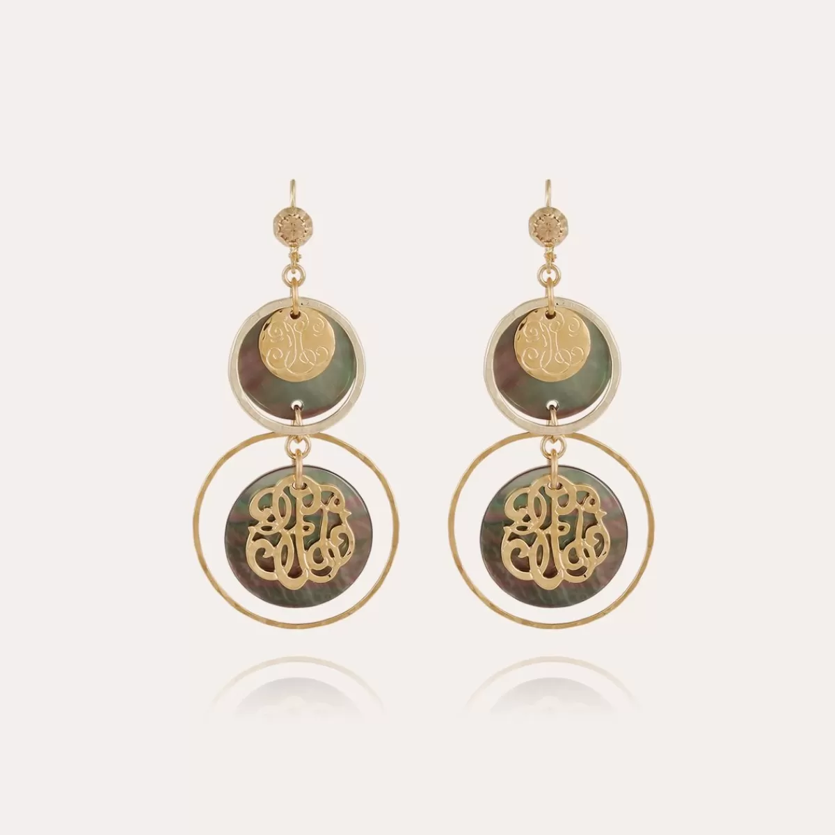 Gas Bijoux Boucles d'oreilles Idylle petit modèle dorées Nacre blanche Cheap