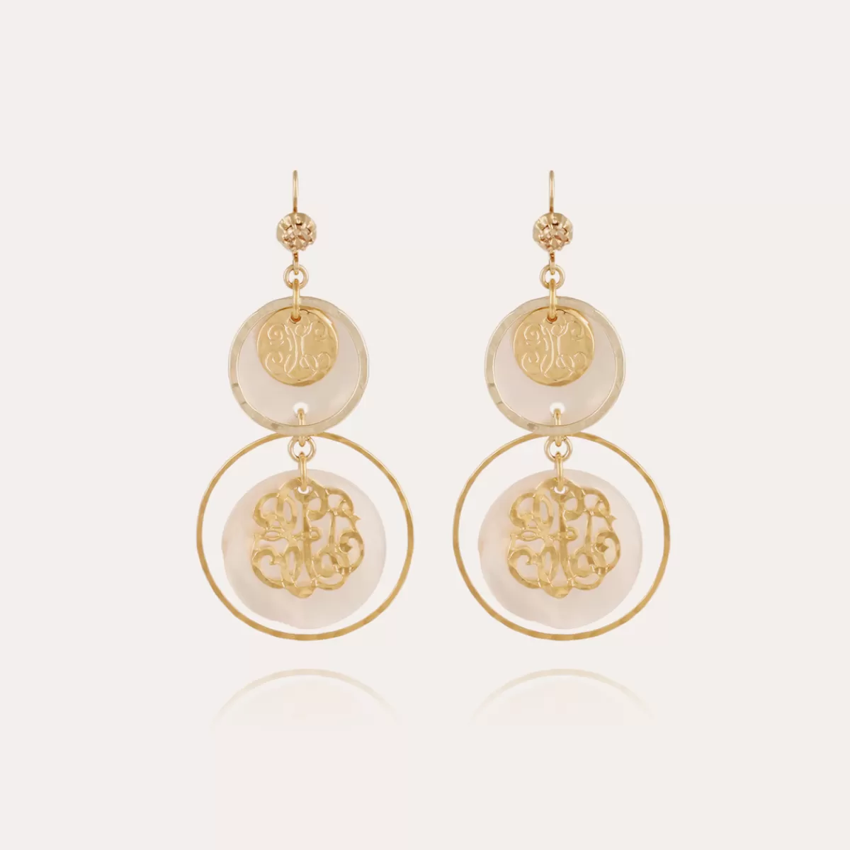 Gas Bijoux Boucles d'oreilles Idylle petit modèle dorées - Nacre blanche Hot